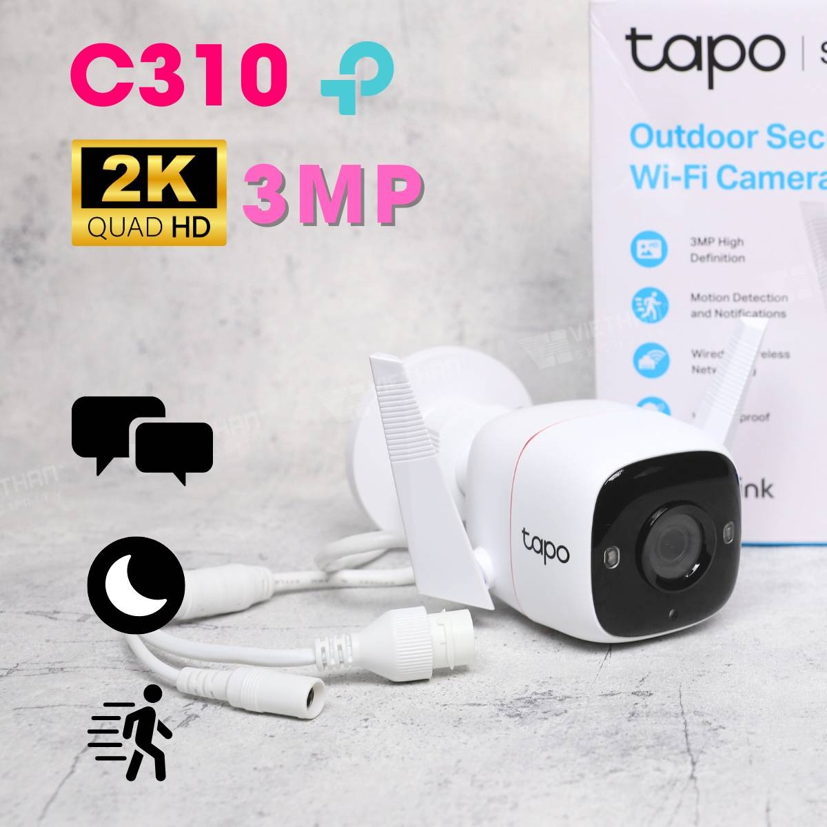 Camera wifi ngoài trời TP-Link Tapo C310 3MP phát hiện chuyển động, hồng ngoại 30m