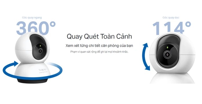 Camera Wi-Fi Tapo C250 4K 8MP, Xoay 360 độ,